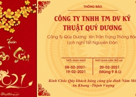 CÔNG TY QUÝ DƯƠNG THÔNG BÁO LỊCH NGHỈ TẾT NGUYÊN ĐÁN TÂN SỬU 2021