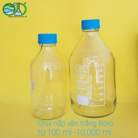 Chai nắp vặn trắng isolab