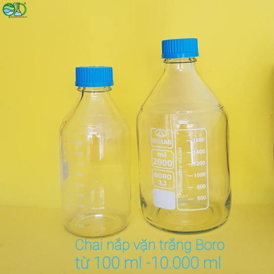 Chai nắp vặn trắng isolab
