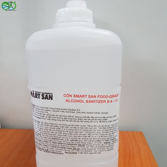 Cồn diệt khuẩn ngành thực phẩm Smartsan Food-Grade Alcohol Sanitizer S-4 5L