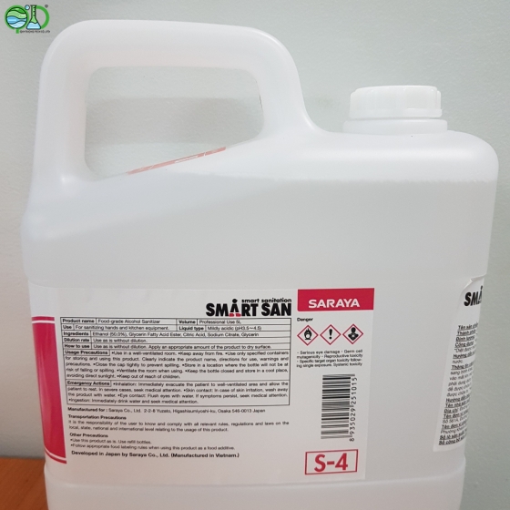 Cồn diệt khuẩn ngành thực phẩm Smartsan Food-Grade Alcohol Sanitizer S-4 5L